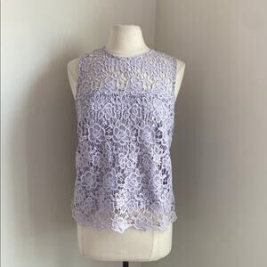 NANETTE LEPORE Lace Sleeveless Tank Womens Sz Medium Purple Lavender Coquette